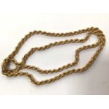 9ct gold rope twist chain, 62cm long