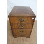 Reproduction mahogany two drawer filing cabinet with brown leather lined top