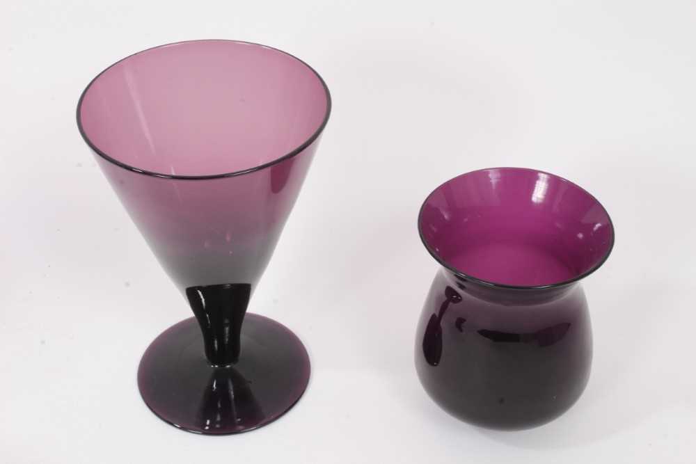 Three 19th century amethyst tinted flared glasses, and a similar tulip shaped cup - Image 3 of 3