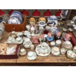 Quantity of china and glass, including Wade pigs, Paragon tea wares, blue and white plates, etc