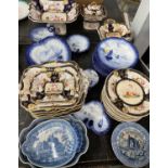 Collection of 19th century floral painted tablewares, together with blue and white tablewares
