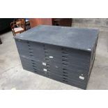 Large painted plan chest with ten drawers