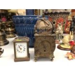 Brass lantern clock and carriage clock
