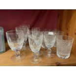 Waterford 'Colleen' cut glass ware to include three wine glasses, five sherry glasses and five tumbl