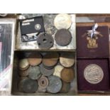 Group of GB and world coins including 1951 Festival of Britain five shillings in box