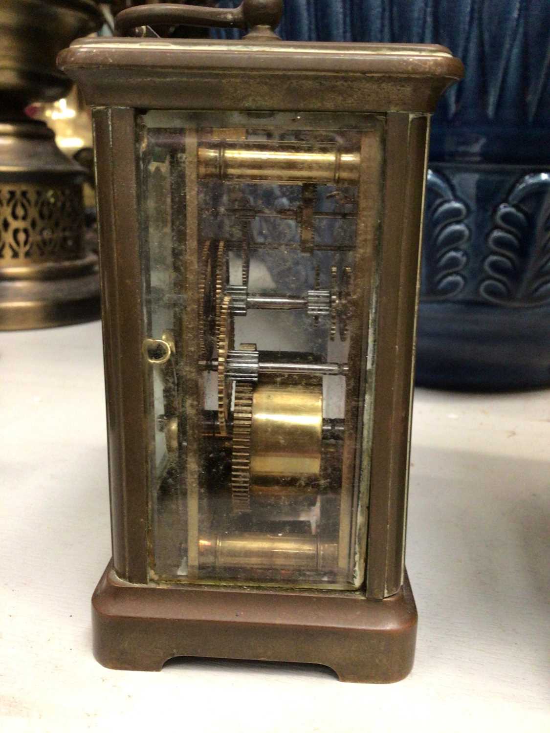 Brass lantern clock and carriage clock - Image 6 of 7