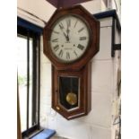 Late Victorian rosewood cased drop dial wall clock, the dial signed Kirby Dublin