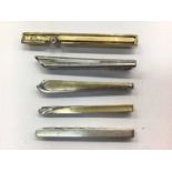 Five Danish silver tie clips