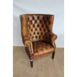 Button leather upholstered Gainsborough armchair