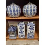 Five Chinese blue and white pots