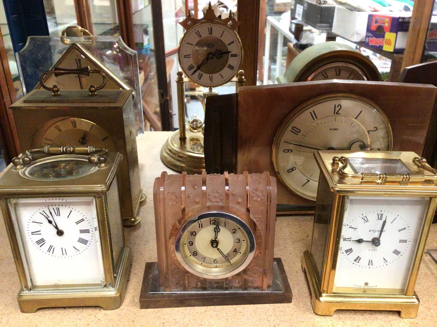 Group of Art Deco and later mantel clocks and time pieces