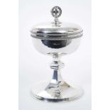 Contemporary silver Ciborium of conventional form, with overall planished, rope twist borders and sl
