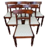 Set of six William IV mahogany bar back dining chairs, on fluted ad turned legs