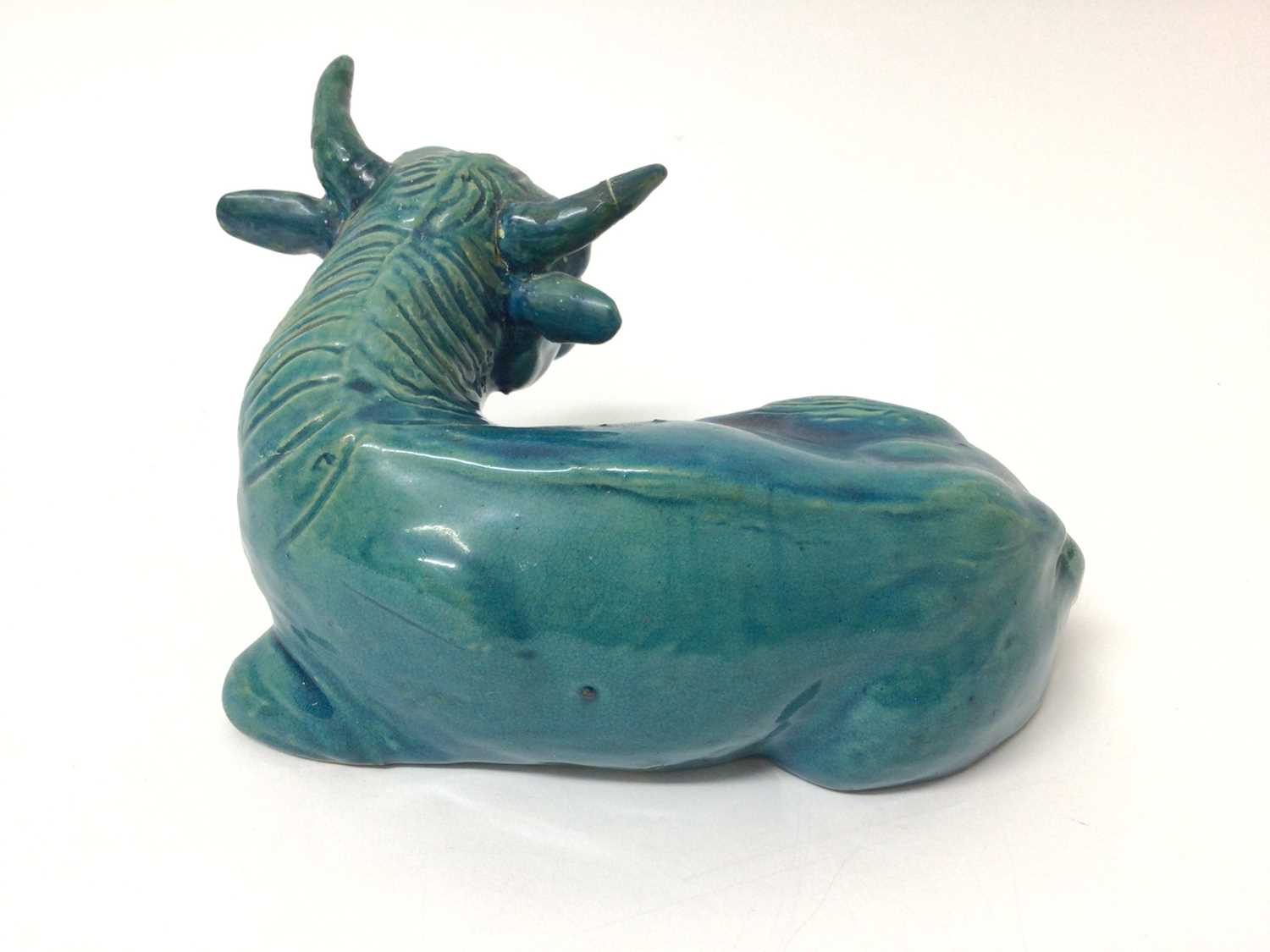 Unusual 19th century Chinese turquoise glazed model of a water buffalo - Image 4 of 4