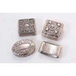 Dutch silver snuff box of square form with filigree decoration to hinged cover, together with anothe