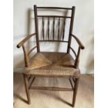 Pair of 19th century rush seated Sussex chairs