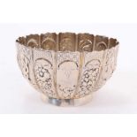 Victorian silver bowl of circular form with panels of