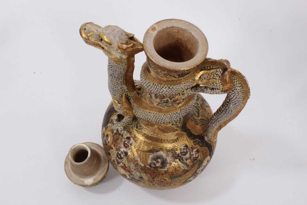 Good group of 19th century Japanese Satsuma ceramics, including four miniature vases, a ewer with dr - Image 4 of 12