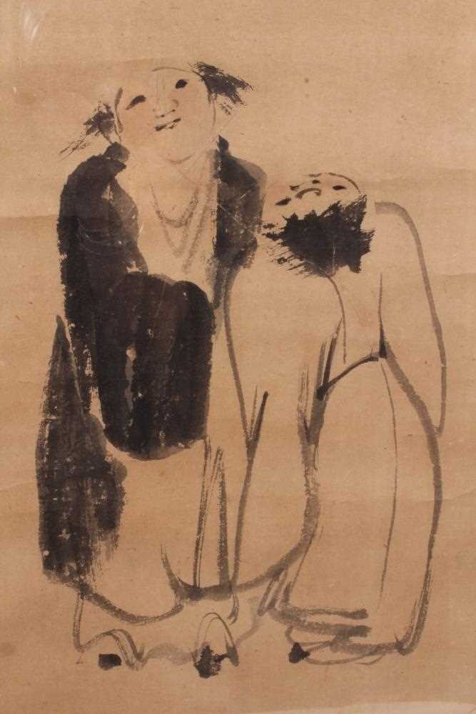 Antique Chinese scroll painting - Image 3 of 5