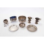Collection of continental silver and white metal items including a Portuguese silver coaster, Italia