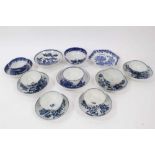 Quantity of Worcester blue and white printed wares, including two sets of tea bowls and saucers prin