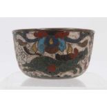 A Chinese white metal mounted small cloisonné enamel round bowl