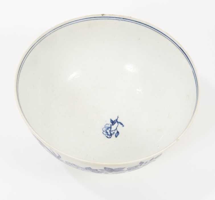 A rare Isleworth blue and white porcelain bowl, circa 1770, transfer printed with a variation of the - Image 2 of 4