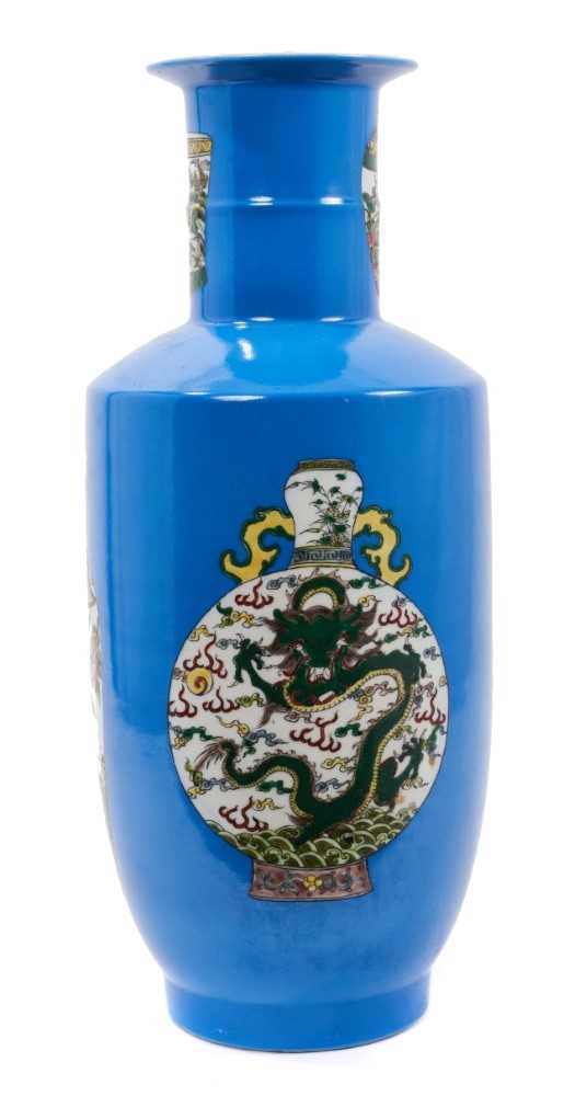 Chinese Kangxi style porcelain rouleau vase
