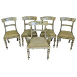 Set of eight William IV dining chairs, later decoratively painted
