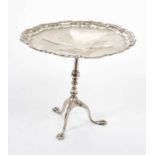 George V silver miniature model of a pie crust table, (London 1913), maker Goldsmiths & Silversmiths