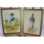 Reginald Wymer (1849-1935) pair of watercolours, Military figures, signed, 37cm x 27cm, in glazed gi