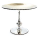 1920s silver tazza of circular form, with gilded dish, on a slender fluted and knopped stem