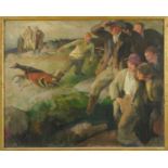 *Gerald Spencer Pryse (1882-1956) oil on canvas - Greyhound racing, 61 x 71cm, framed
