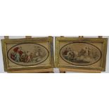 After Angelica Kauffman, pair of hand coloured classical engravings 'Morning' and 'Evening', 15cm x