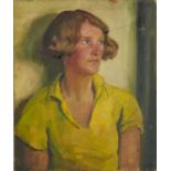 *Gerald Spencer Pryse (1882-1956) oil on canvas - Portrait of woman in yellow blouse, 62 x 50cm