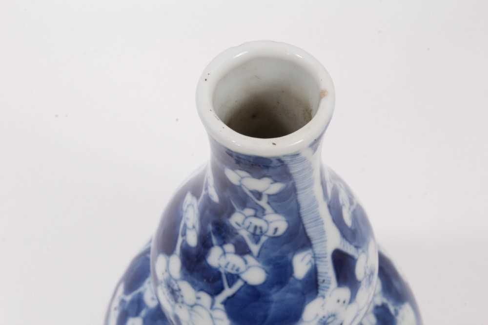 19th century Chinese blue and white double gourd vase, decorated with prunus blossom, four-character - Image 3 of 4