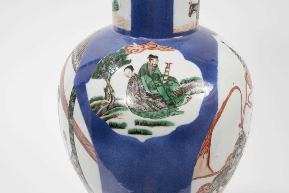 Chinese porcelain baluster vase, 19th century, decorated with figural panels in famille verte enamel - Image 4 of 8