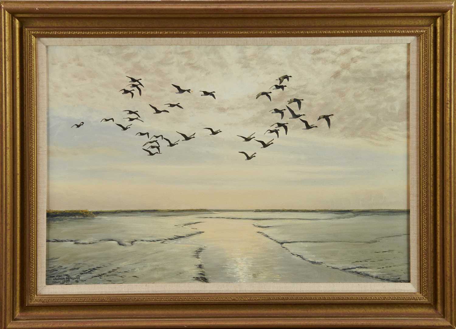 *Julian Novorol (b.1949) pair of oils on canvas - Geese over the Marshes, signed and dated 1989, 40. - Image 2 of 17