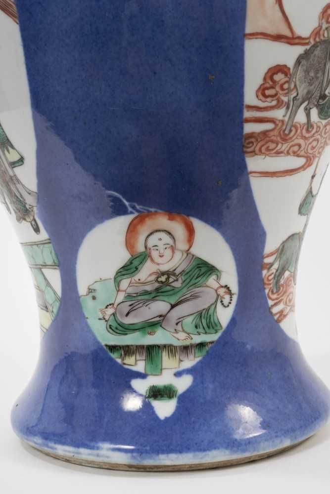 Chinese porcelain baluster vase, 19th century, decorated with figural panels in famille verte enamel - Image 5 of 8