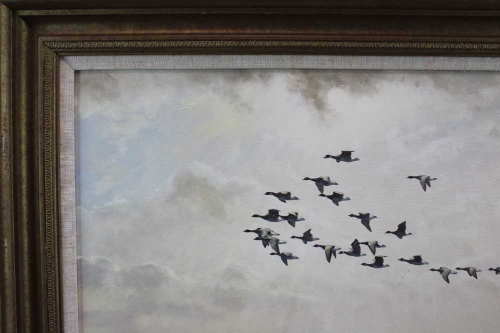 *Julian Novorol (b.1949) pair of oils on canvas - Geese over the Marshes, signed and dated 1989, 40. - Image 8 of 17