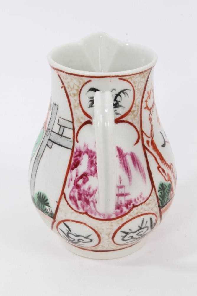 A Worcester sparrow beak jug, circa 1770, polychrome painted with Chinese figures, 8cm high - Image 4 of 6