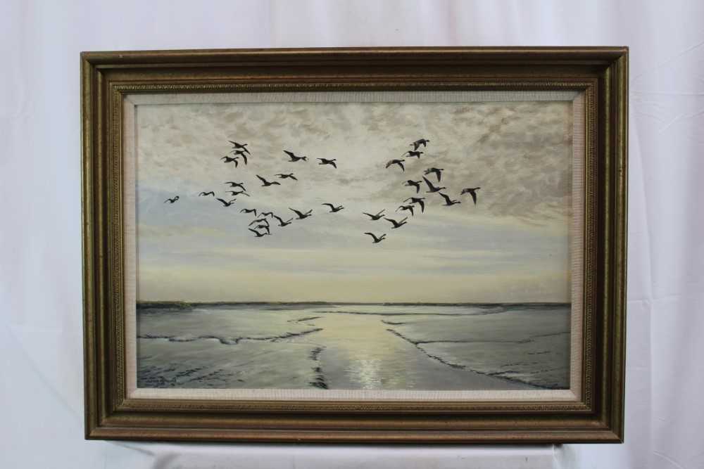 *Julian Novorol (b.1949) pair of oils on canvas - Geese over the Marshes, signed and dated 1989, 40. - Image 4 of 17