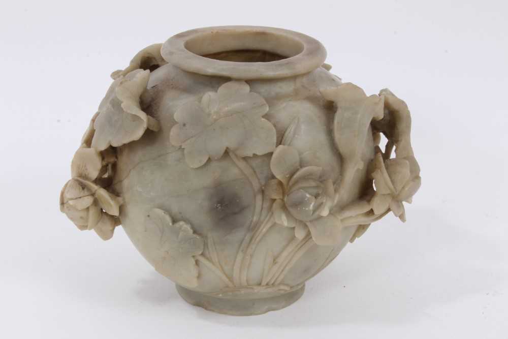 Antique Chinese carved soapstone pot