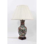 19th century Chinese famille noir vase, converted to a lamp