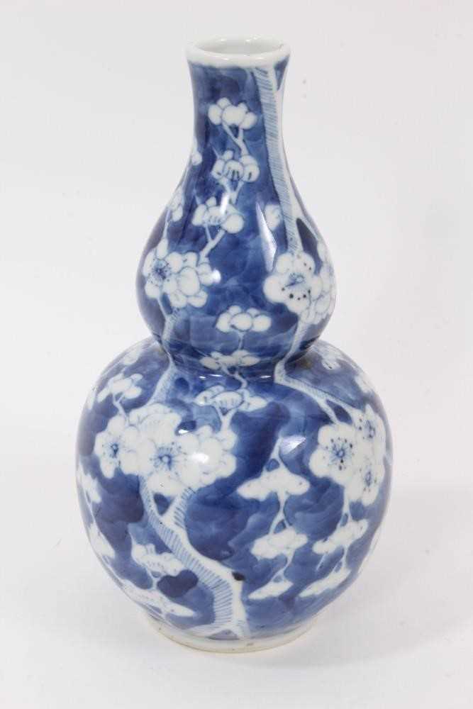 19th century Chinese blue and white double gourd vase, decorated with prunus blossom, four-character - Image 2 of 4