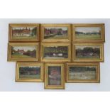 English School, circa 1870s, group of nine oil sketches on panel, landscapes and country houses, ins