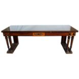 Fine Regency mahogany and ebony line inlaid serving table in the manner of George Oakley, with two f