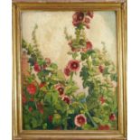 *Gerald Spencer Pryse (1882-1956) oil on canvas - Hollyhocks, signed, 81 x 60cm, gilt frame