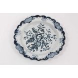 A Liverpool Pennington blue and white dish, circa 1780, of lobed form, printed in the Fruit pattern,