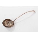 George III silver onslow pattern serving ladle (London 1777), makers mark rubbed, all at 5ozs, 12.5c